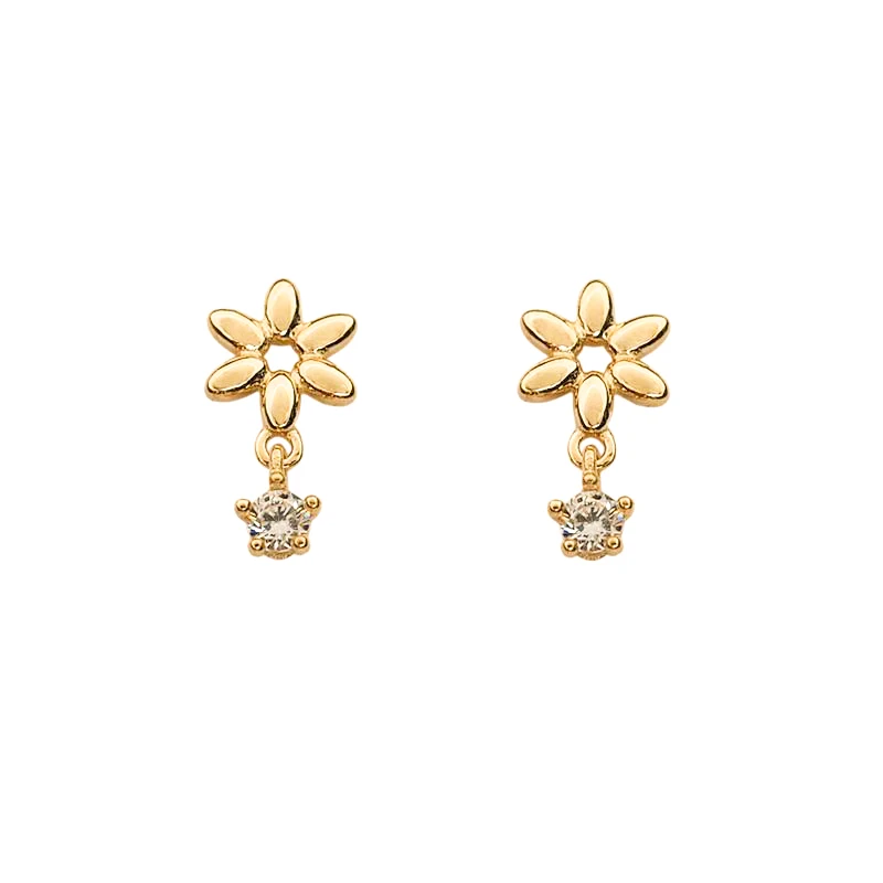 925 Sterling Silver  Flower Tassel Zircon Stud Earrings Women Creative Versatile Banquet Jewelry