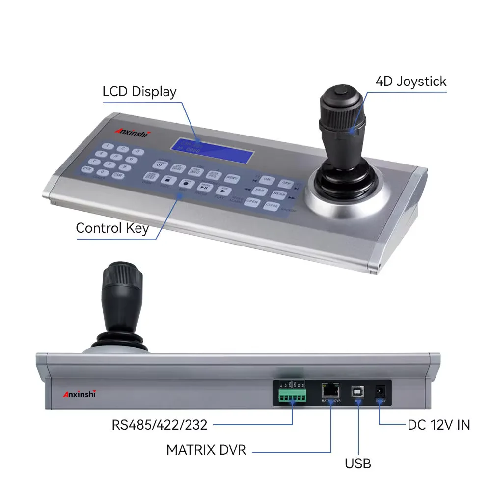 Anxinshi PTZ USB Keyboard Controller With 4D Joystick to Control Polycom Video Conference Camera via RS232 PTZ  Polycom EagleEye