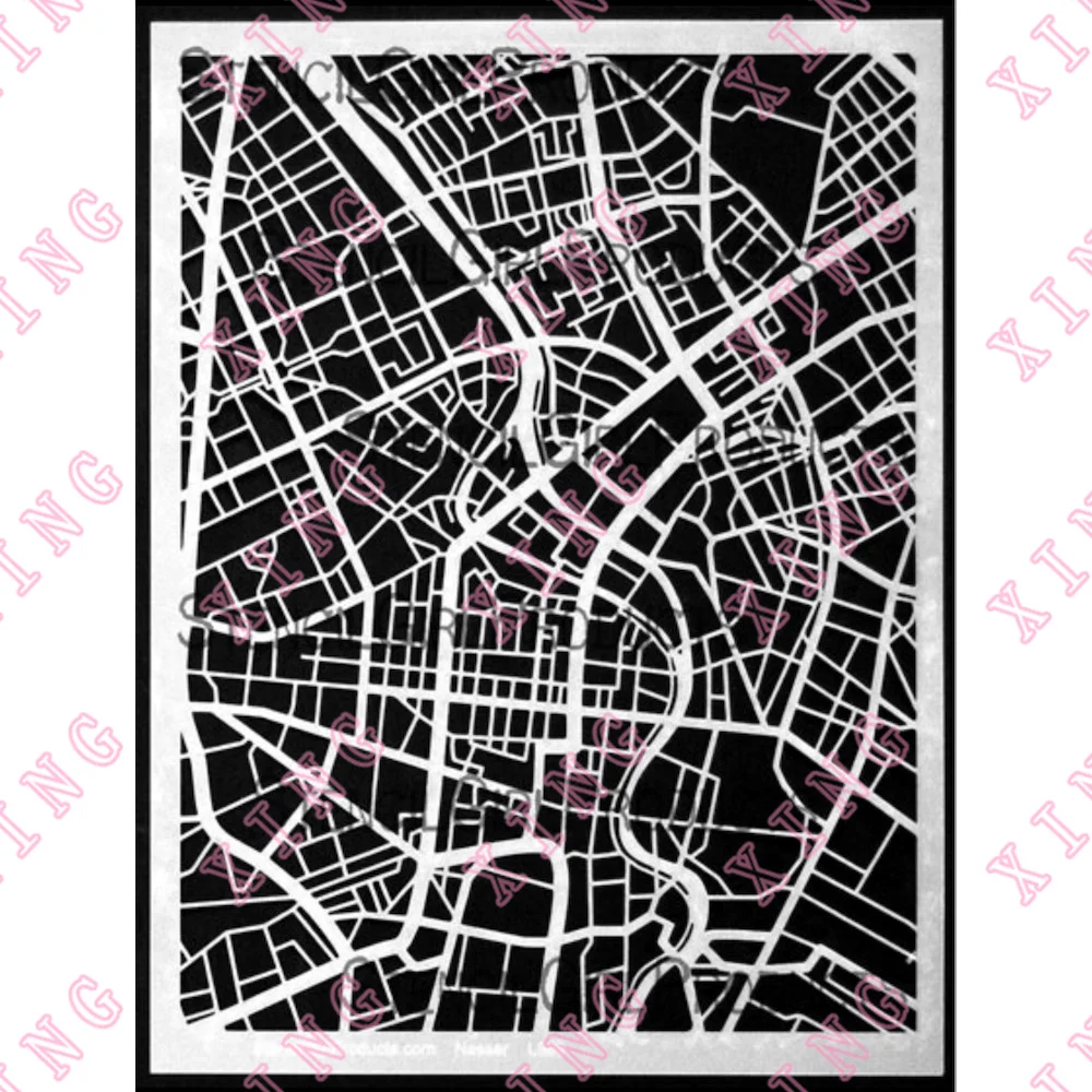 Newest Diy Gift Card Handmade Layering Molds City Map Mask Stencil Set Painting Scrapbook Coloring Embossing Album Deco Template