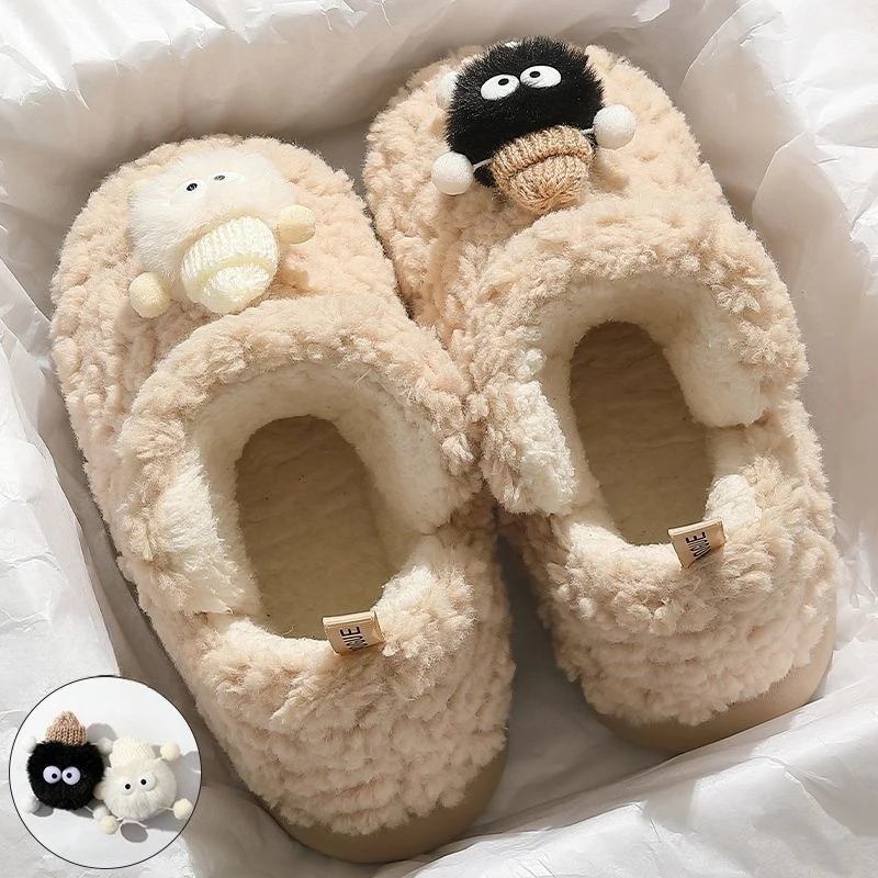 

2026 Trending Cute Monster Plush Slippers, Soft Warm Fuzzy Indoor House Shoes