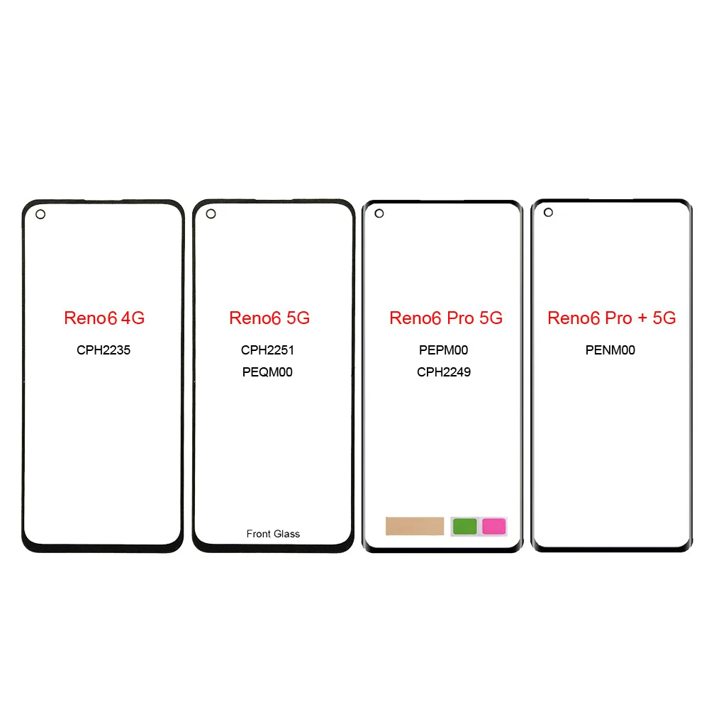 

For Oppo Reno6 Pro+ 5G PENM00 Touch Screen Panel For Oppo Reno6 4G CPH2235 Phone Front Glass Panel CPH2251 PEQM00 PEPM00 CPH2249