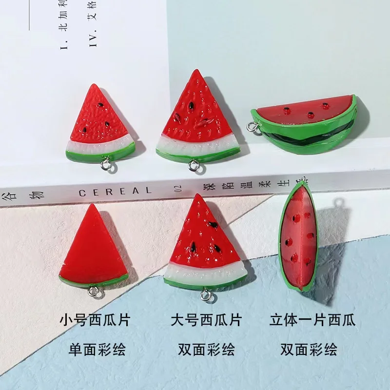 10pcs Cartoon 3D Simulation Watermelon Cute Charms For Pendant DIY Earrings Necklace Jewelry Accessories Finding