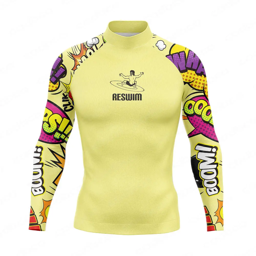 Zabawna koszulka z długim rękawem Rash Guard Swim Surf T-shirt męska Surfing Diving Stroje kąpielowe Plaża Słońce Ochrona UV Strój kąpielowy