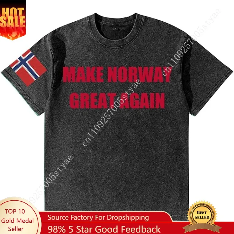 

Make Norway Great Again Tshirt Mans Woman Retro Cotton Tshirts Short Sleeve Tee Breathable T-Shirt Soft Tops Clothing