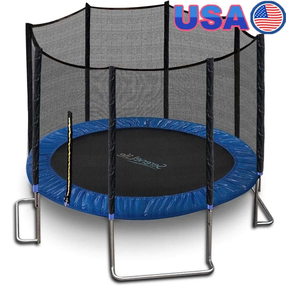 

12FT Outdoor Trampoline with Safety Net Kids and Adults Stable Design Heavy-Duty Construction Weather-Resistant Fun