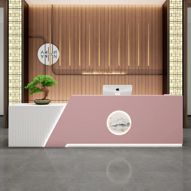 Checkout Page Store Counter Reception Table Simple Modern Beauty Reception Desks Salon Haircut Mostrador Recepcion Furniture