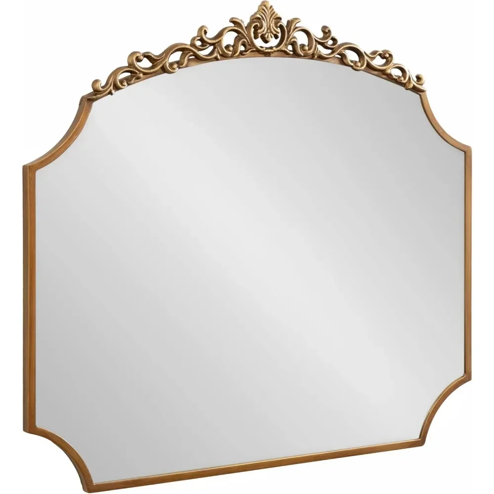 Arendahl Ornate Traditional Arched Scallop Mirror, 36 x 32, Gold, Decorative Baroque Style Scalloped Arch Vintage