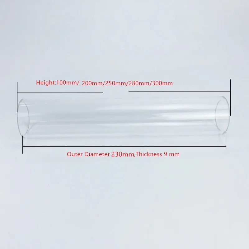 

Borosilicate Glass Column,Outer Diameter 230mm ,Thickness 8---10mm, Height 100/200/250/280//300mm For Distillation Lens Diopter