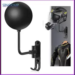 Motorcycle Helmet Rack Wall Mount Helmet Holder 180° Rotation Helmet Hanger With Hooks For Coats Caps Bike Baseball Rugby Helme