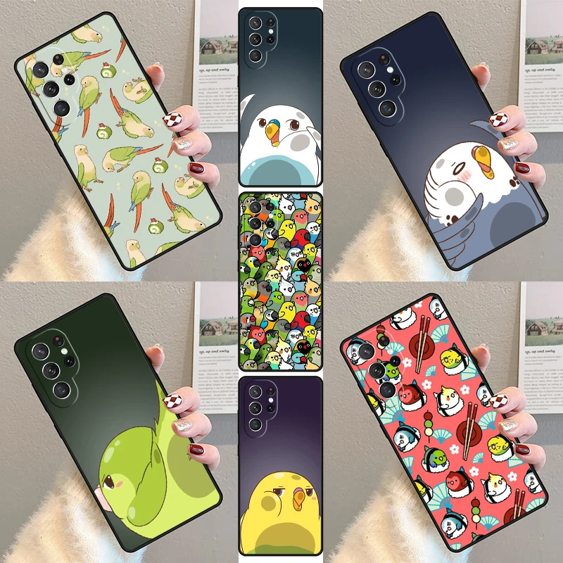 Chubby Cockatiels Parrotlets Parrot Bird Phone Case For Samsung Galaxy S23 S21 S20 FE S24 S22 Ultra Note20 S10 S8 Plus Cover