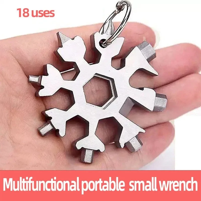1/2 PCS 18-in-1 Stainless Steel Snowflakes Multi-tool Herramienta 18 En 1 Multifunctional Tool Copo De Nieve Llave Multiusos