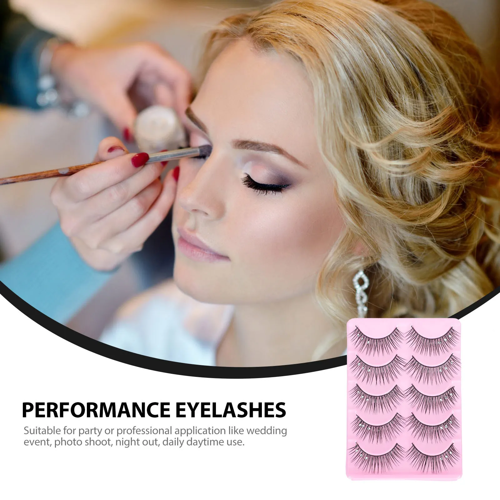 

Diamond Embellished False Eyelashes Black Natural Realistic Design For Party Stage Makeup Artificial Fiber Lash Vivid