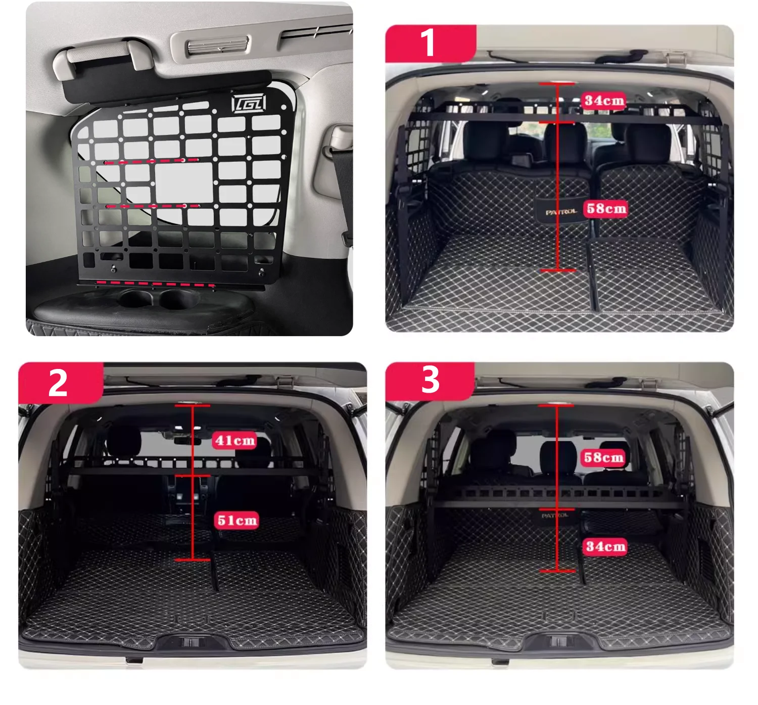CGZ MOLLE PANEL for Nissan Patrol Y62 2010-2024 / Armada Y62 2017-2024 Rear Boot Cargo Shelf Modular Storage Racks Organizers
