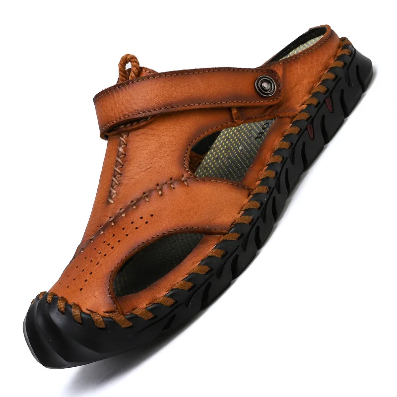 Sandals Summer Men Leather  Classic Men Shoes Slippers Soft Sandals Men Roman Comfortable Outdoor Walking Footwear