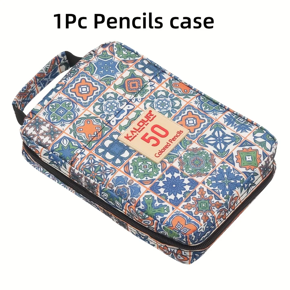 1pc Gekleurde Etui 50/72/120 Slots, Grote Capaciteit Pen Etui, Gel Pennen Organizer Rits Draagbaar Geschikt