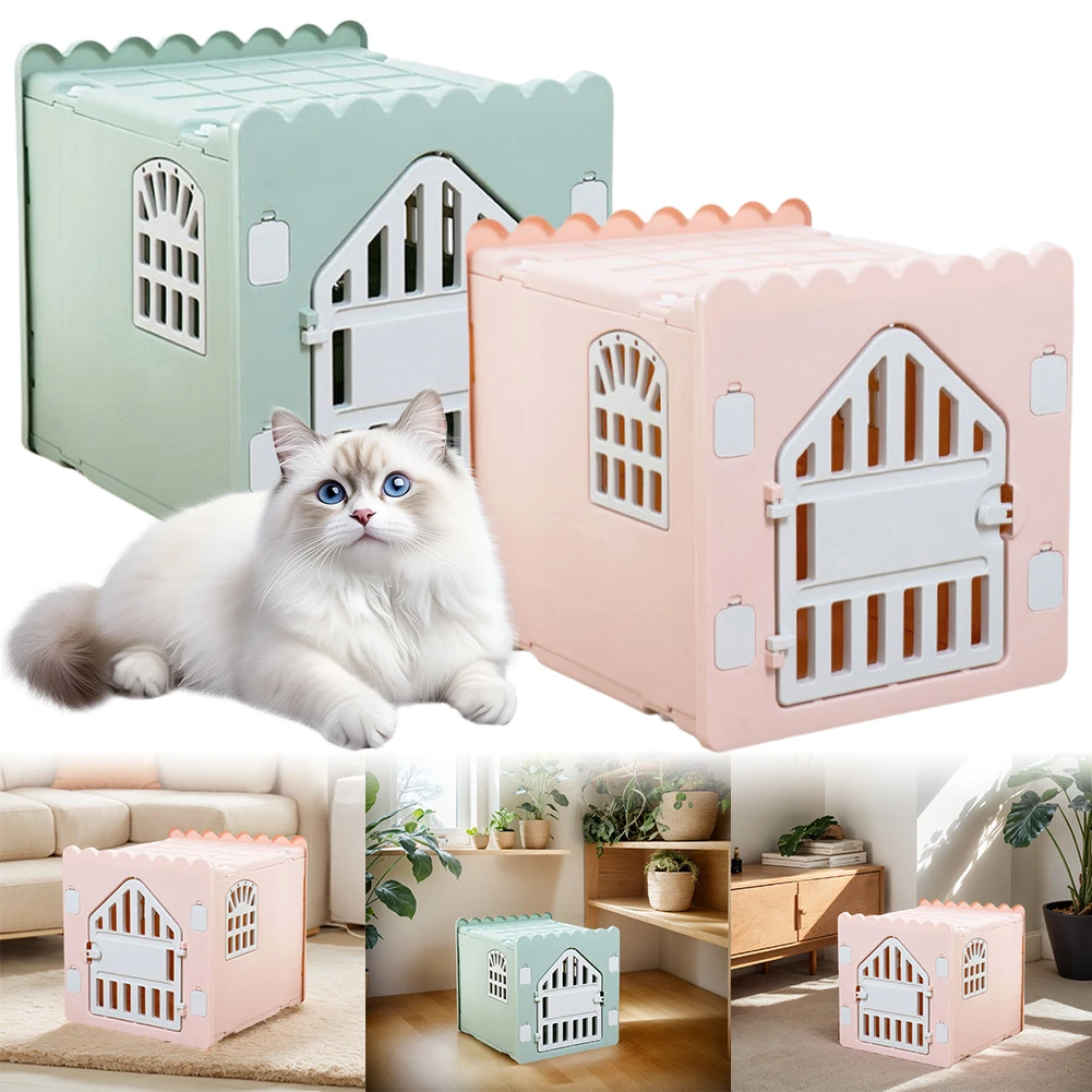 Plastic Feral Cat Shelter Stackable Pet Shelter for Cats Waterproof with Escape Door for Outdoor Indoor Use
