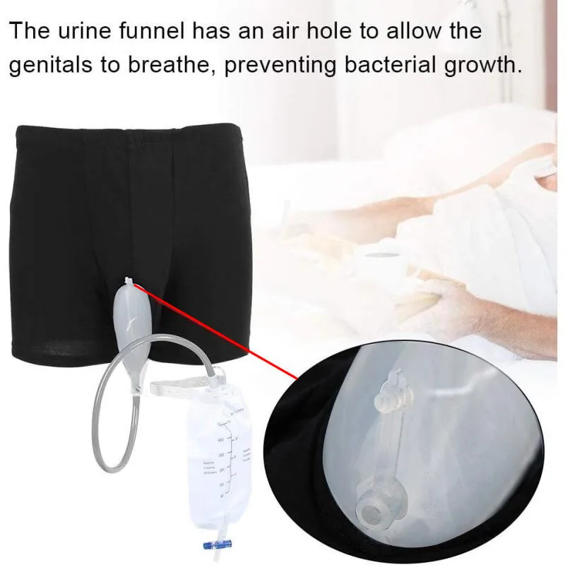 Men\'s Urinal Drainage Bag Leg Brace Reusable Pee Collection Bag Men/elderly Incontinence Underwear Leak Proof Urinal System