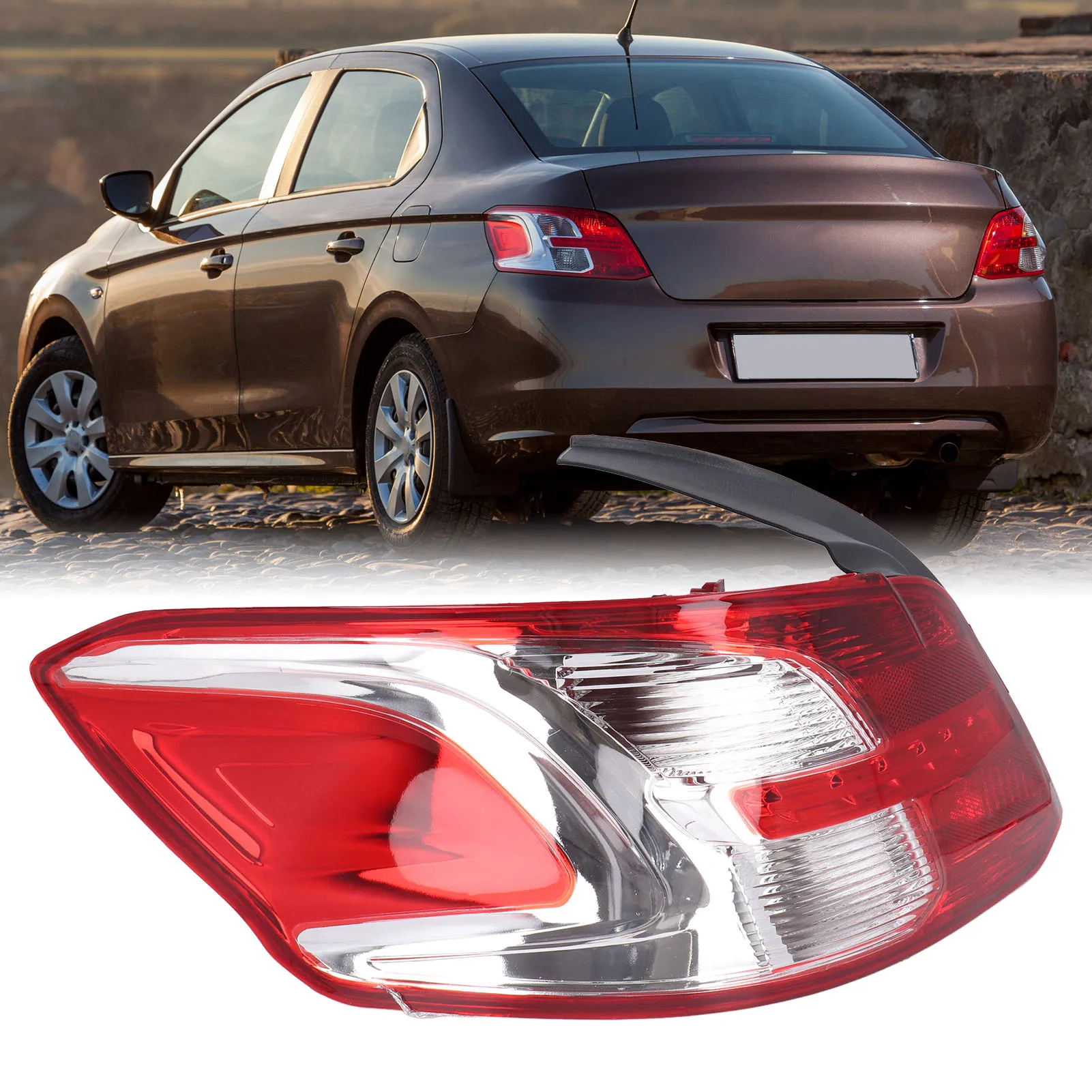 

Car Tail Light Cover Assembly for Peugeot 301 2012‑2016 714000285800 9674807880 Left or Right Smooth Surface Tail Light Shell