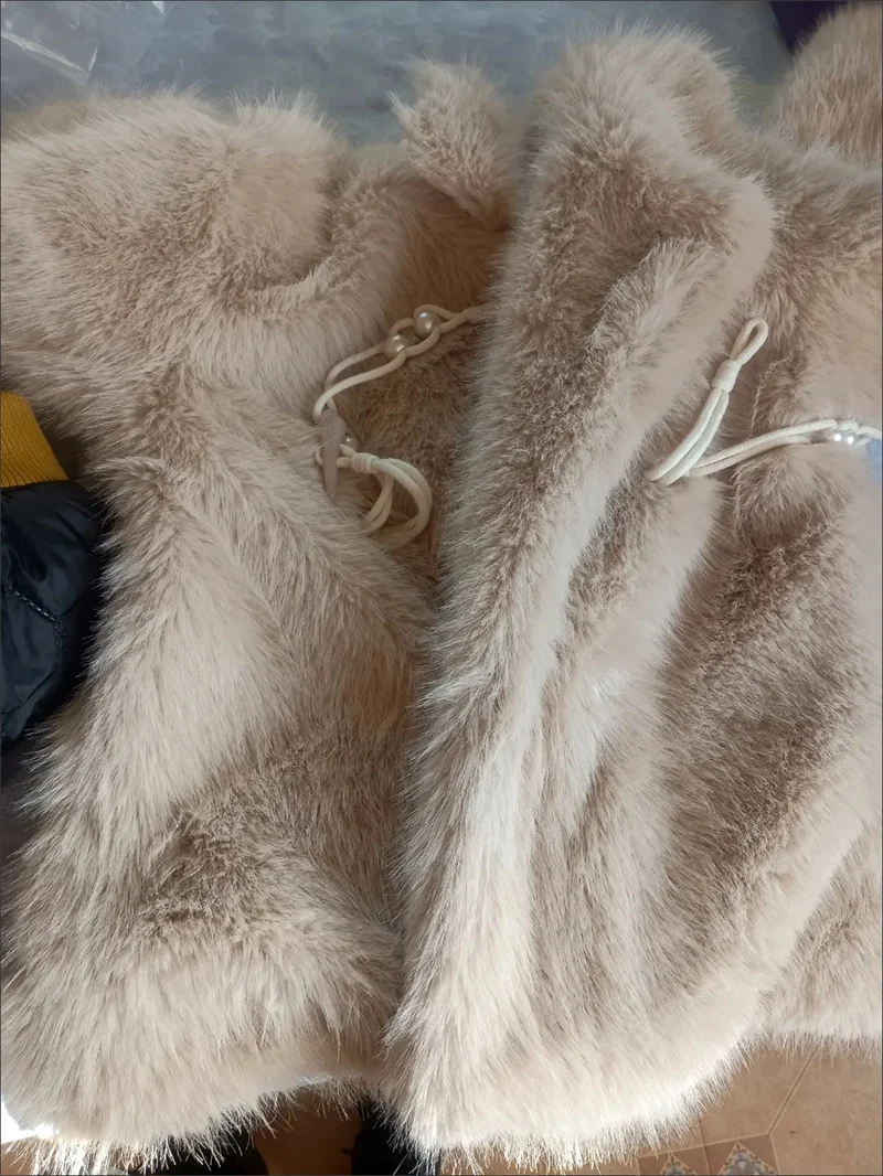 Fashion Fox Fur Coat Women's Faux Fur Overcoat Autumn Winter Long-sleeve Thicken Warm Short Jackets Streetwear Lady Loose Coats