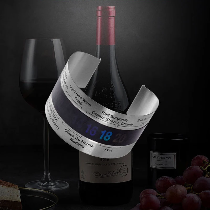 Wine Collar Thermometer LCD Display Smart Wine Bottle Thermometer Clip for Champagne Beer Beverage Temperature Monitor Tool