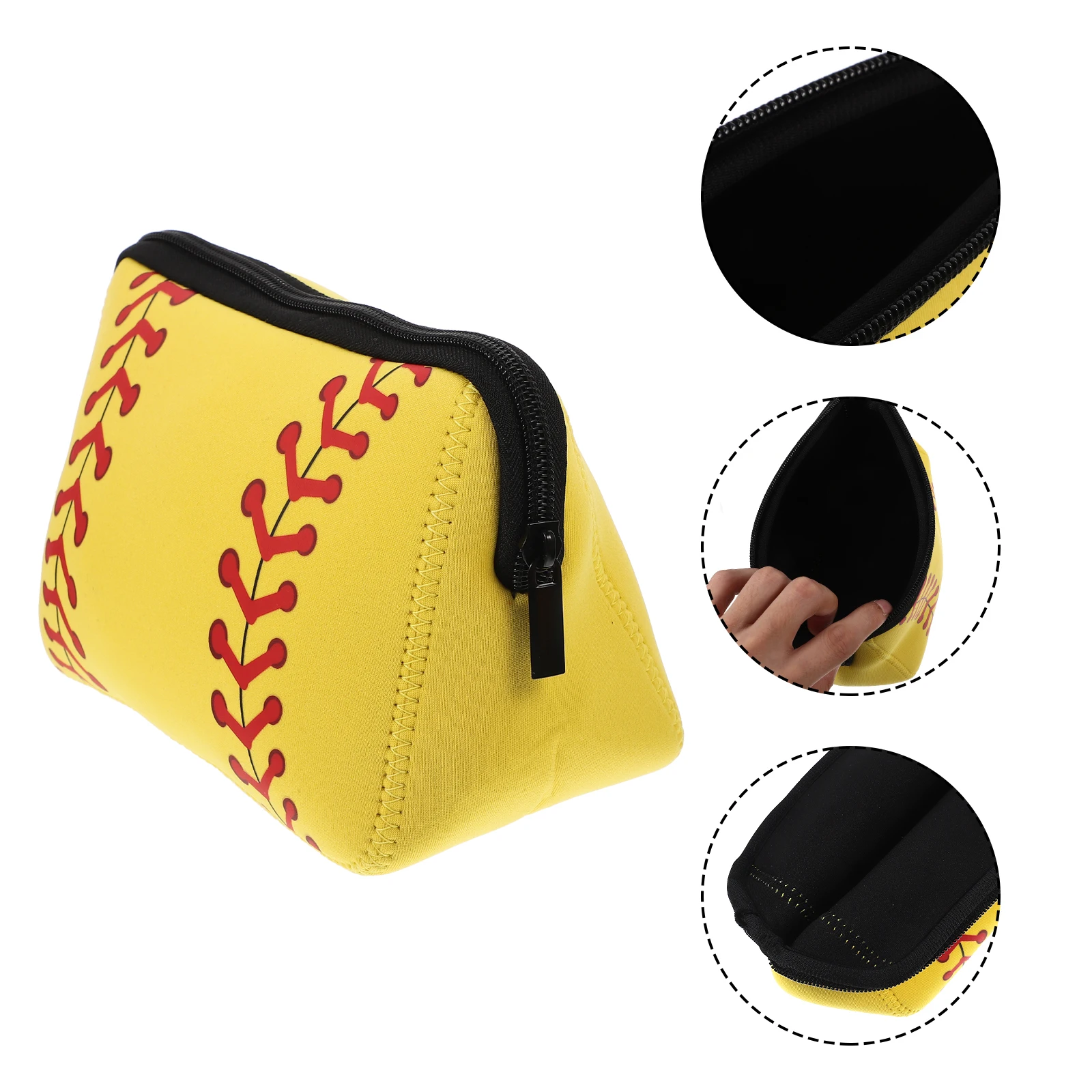 

1pc Creative Baseball Pattern Neoprene Bag Travel Toiletry Pouch Portable Makeup Storage Bag For Women Multifunctional