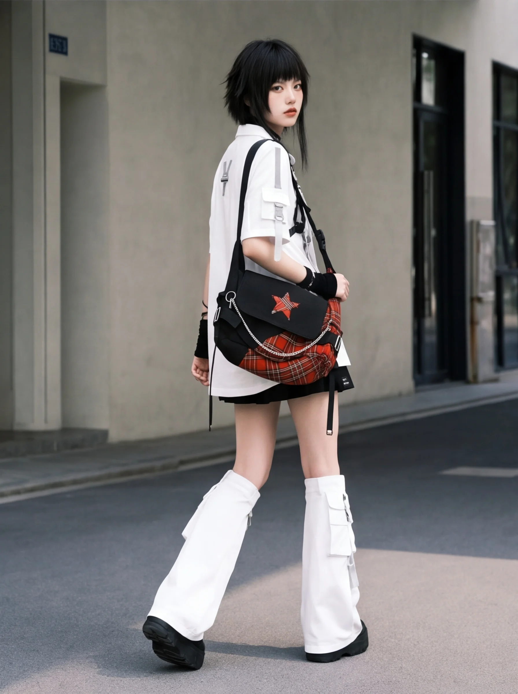 YONAIGA Original Ins Style Star Plaid Color Block Chain Messenger Bag Women's Versatile Single Shoulder Crossbody Bag