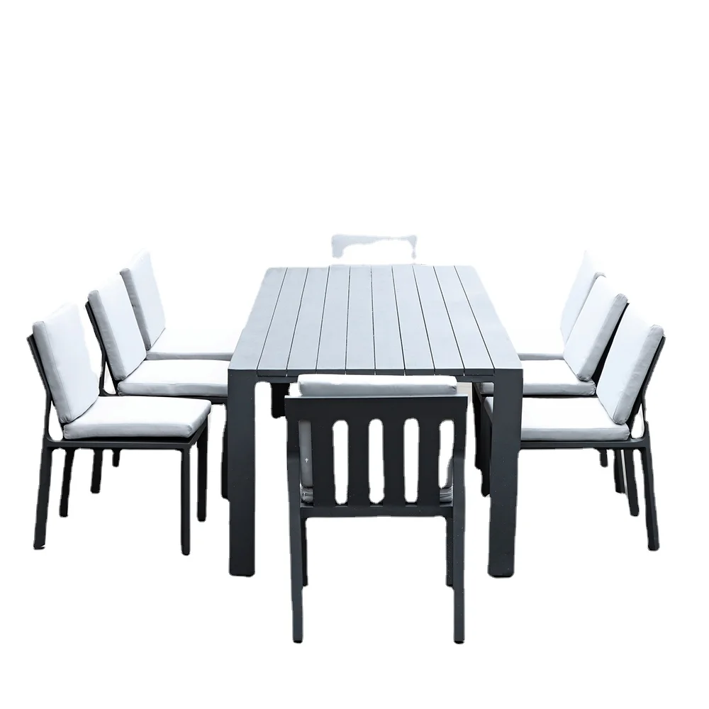 Aluminum Vintage Restaurant Outdoor Tables and Chairs Outdoor Dining Table for 10 People and Chair Set