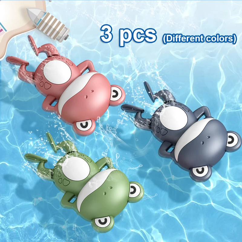 3 pcs Baby Bathing Toys Cute Frogs Clockwork Bath Toy Swimming Bath Toy Bathroom Toys for Toddlers Chain Toys For Kids