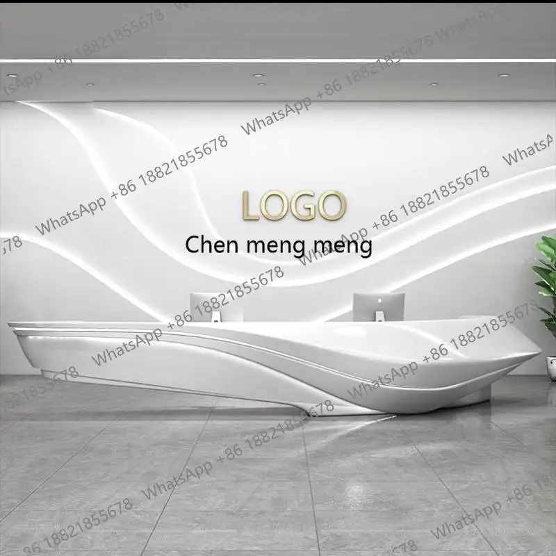 

Internet Celebrity Reception Desk Paint Front Company Curved Hotel Beauty Reception Desk Salon Cashier Fashion Rezeption Theke