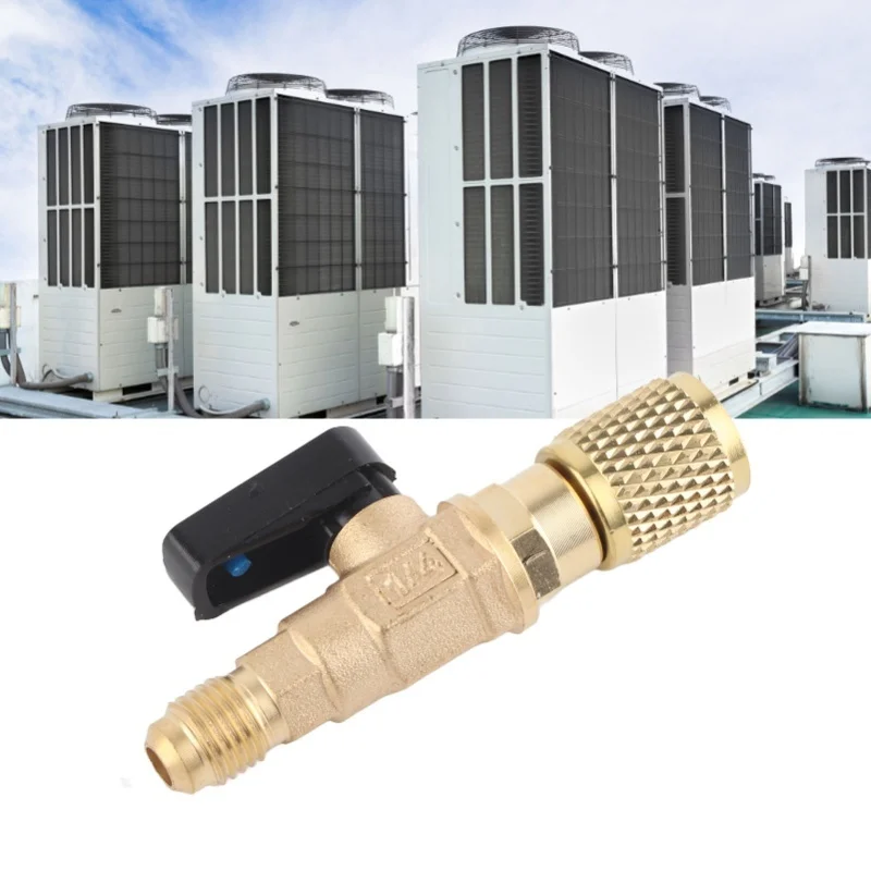 Refrigerant Liquid Hose Ball Valve Adapter Yellow For AC Air Conditioning Refrigeration System