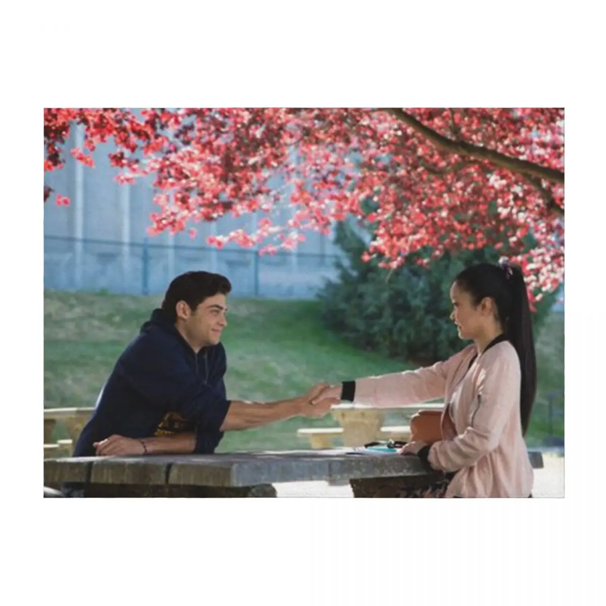 

Lara Jean and Peter under tree Throw Blanket Thermals For Travel Hairys Decorative Sofas Luxury Brand Blankets