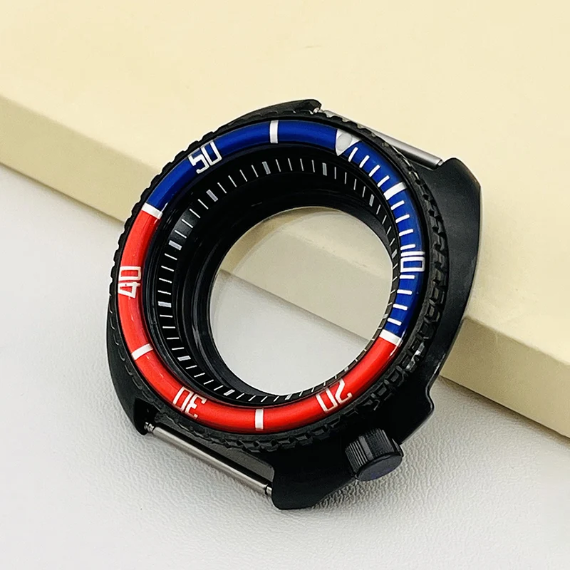 44mm Mod Black Seiko 6105 Watch Cases fit NH35 NH36 7S26 Movement 28.5mm Dial Sea Turtle Abalone Captain Willard Man Watch Parts