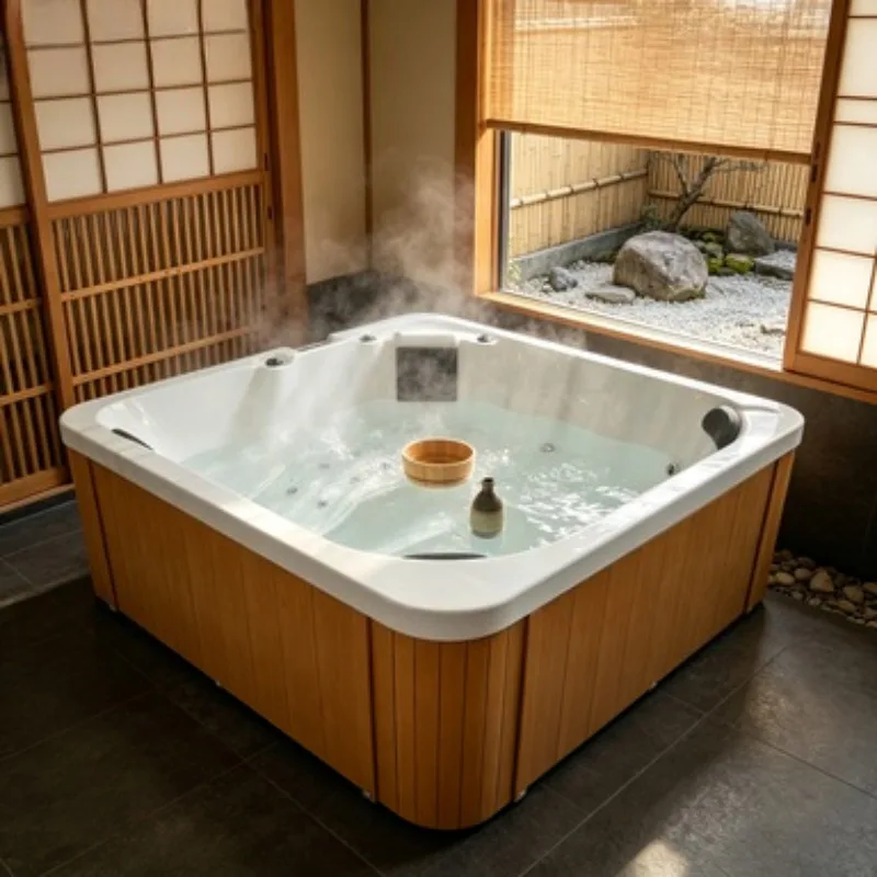 Garden Luxury Relax 5 Person Outdoor Hot Tub Whirlpool Massage Spa Bathtub Acrylic Jacuzzi with Music and LED Lighting