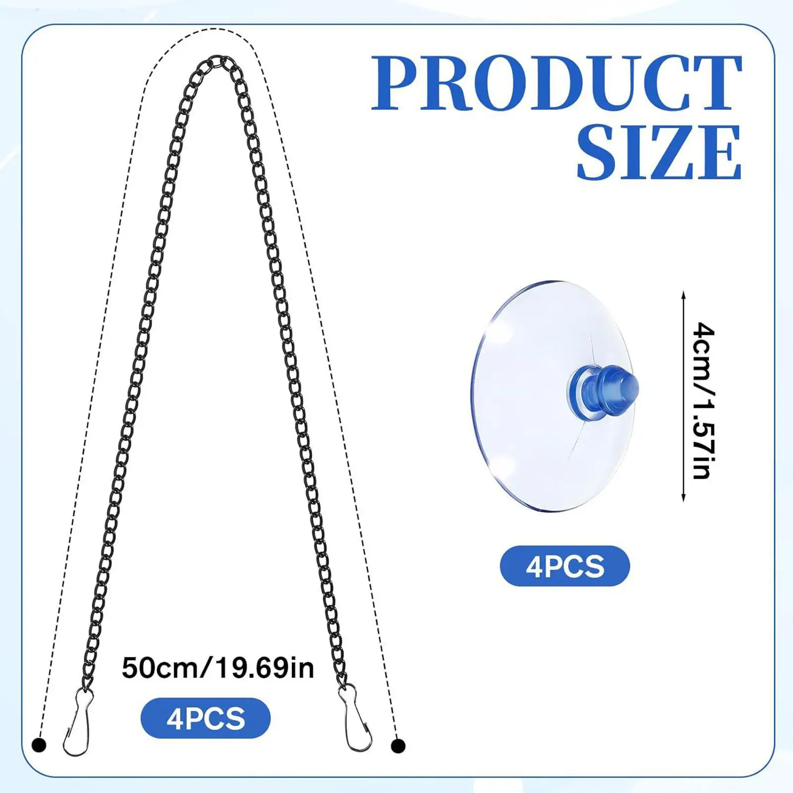 Sunshine Catcher Hanging Chains with Suction Cups 50 Cm Stainless Chain Easy Installation for Window Ornaments