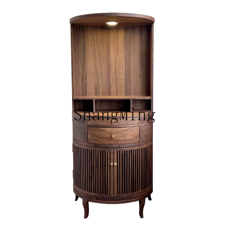 

ZYY new Chinese casket vertical cabinet light luxury modern Zen God of Wealth black walnut hanging cabinet
