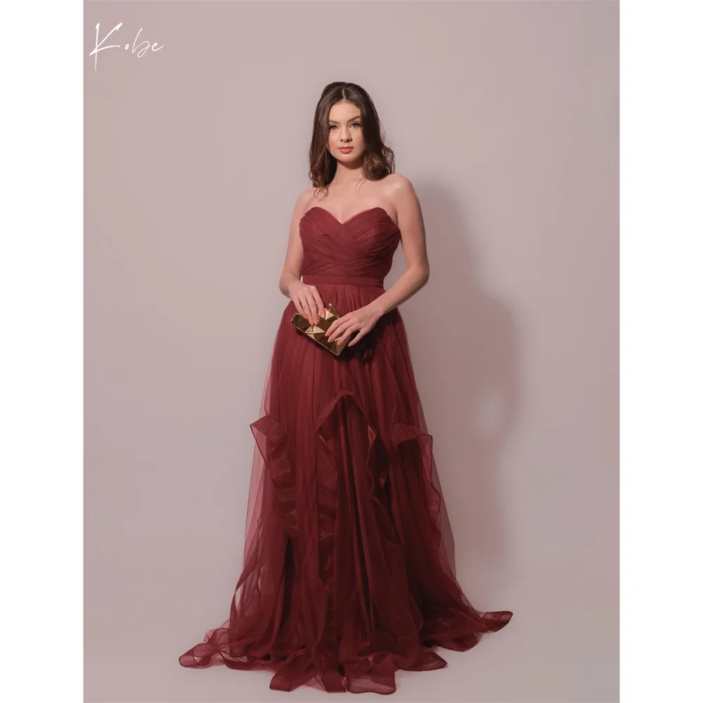 

Kobe Sweetheart Neck A-Line Prom Dresses 2025 Tulla Sleeveless Evening Dresses Elegant Floor-Length Customized Party Dresses