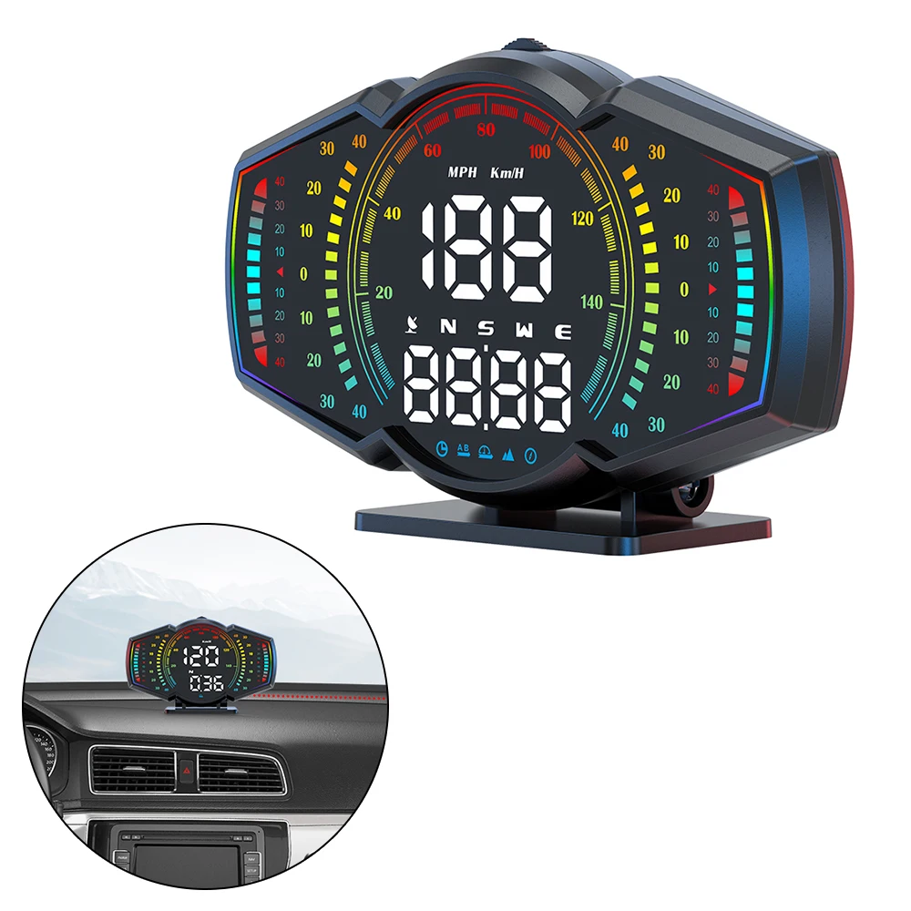 

Multi Functional Tester Speedometer Altimeter Slope Meter Universal GPS Compass Head Up Display Car HUD Alarm