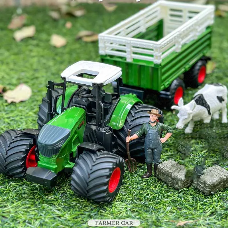 Farm Tractor with Trailer Forklift Model Car Set Agriculture Livestock Truck Farmers Transporters Children Toys Boys Kids Gift