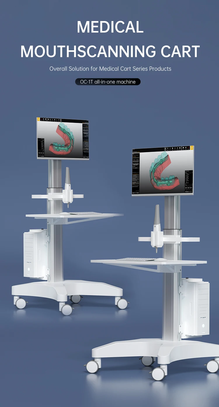 Dental Clinic Cart with Adjustable Oral Scanner Holder & Monitor Mount | Wheeled Medical Trolley for Hospitals/Salons