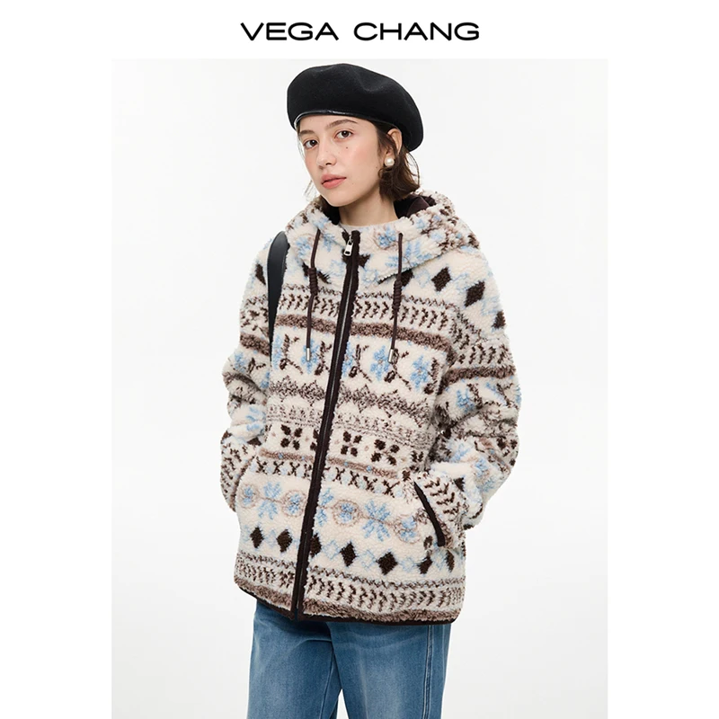 Vega Chang New Winter Women's Jacket, Lazy Style Imitation Lamb Wool Warm Cotton Clothing