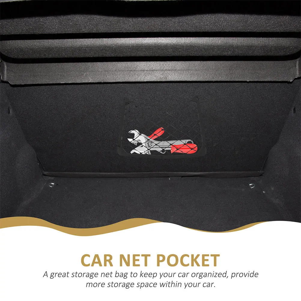 

HONMEET 2Pcs Car Mesh Storage Net Elastic Trunk Organizer for Vehicle RV Garage Seat Backseat Cargo Securing