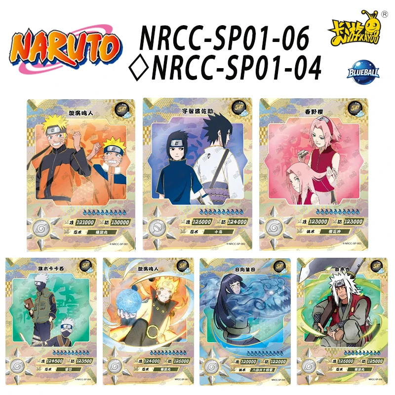 Genuine KAYOU Naruto Cards Ninja Age Series NRCC-SP 001-006 Uchiha Sasuke Jiraiya Anime Collectible Cards Toys Birthday Gifts
