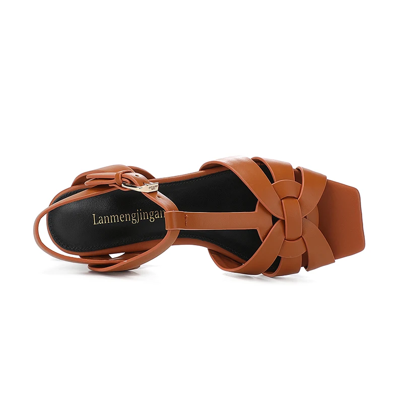 2024 lässige Damen Rindsleder flache Boden offene Zehen Sandalen Outdoor-Mode römische Sandalen Luxusmarke Sommer solide Damenschuhe