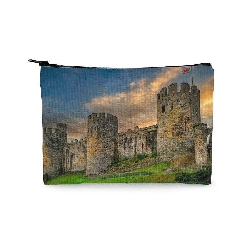 1 Peça Bolsa de Cosméticos Castelo de Conwy, País de Gales - Necessaire Multifuncional com Zíper para Mulheres, Bolsa de Armazenamento com Zíper Perfeita para Viagem, Presente de Aniversário Divertido