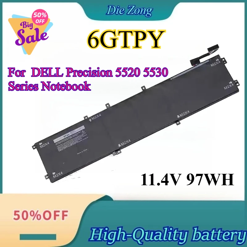 

6GTPY New For DELL XPS 15 9570 9560 7590 Laptop Battery for DELL Precision 5520 5530 Series Notebook Battery 11.4V 97WH Battery