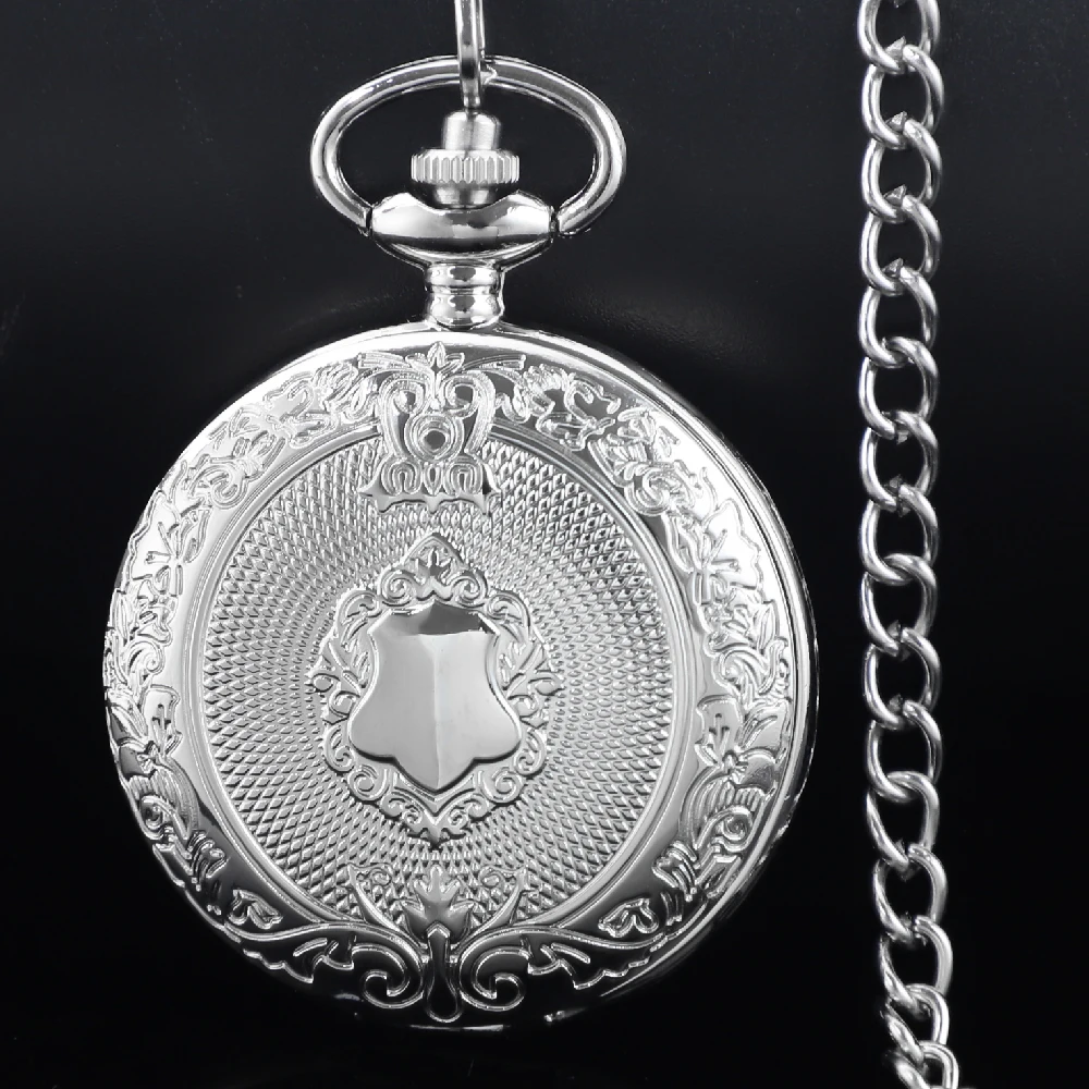 Unique Silver Quartz Pocket Watch Pendant Clock Chain Exquisite CharmPendant for Men Women with Chain Accessory Pendant Gifts