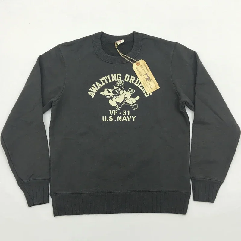 

BOB DONG Awaiting Order VF-31 American Retro-Core Crewneck Sweatshirts Military Print Pullover