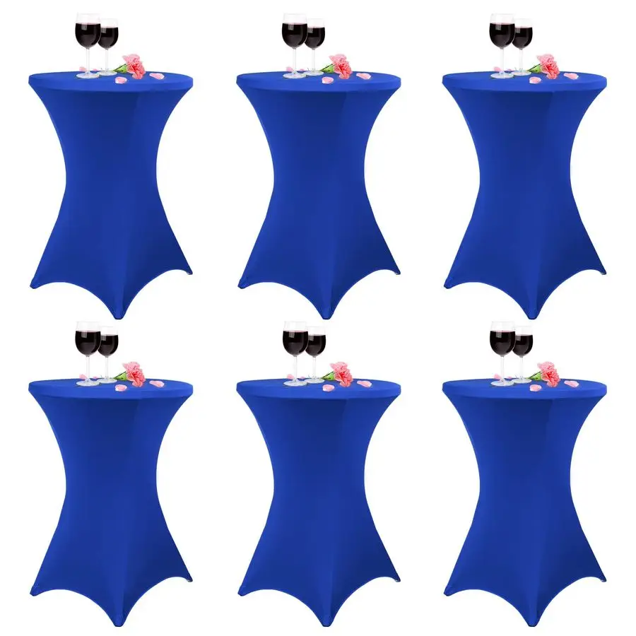 

6 Pack Spandex Square Corners Tablecloth 32x43 Royal Blue Fitted High Top Table Cover for Bar, Wedding, Banquet Table