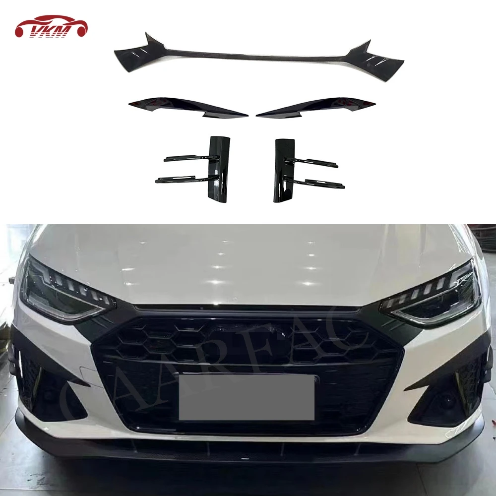 

ABS For Audi A4 S4 Not Standard 2020-2024 A Style Front Bumper Canards Spoiler Splitter Front Grille Trim Cover Body Kits