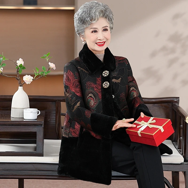 

Зимняя куртка высокого качества для бабушки, новинка 2025 года, утепленные парки с хлопковой подкладкой, пальто для мам среднего возраста, пальто из искусственного меха